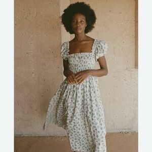 Doen stanza puff sleeve dress in songbird toile SZ S $550 NEW !